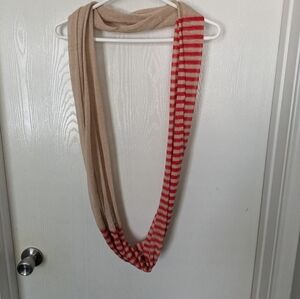 LOFT Red/Orange & Cream Striped Infinity Scarf Size OS